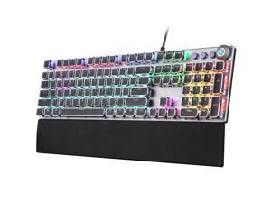 WERLEO Gaming Mechanical Keyboard Customizable RGB Backlit 104 Anti-ghosting Keys Quick-Response & Quiet Black Switches and Multimedia Control for PC and Desktop Computer with Removable Hand Rest