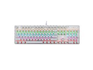 USB LED Backlit Retro Typewriter Mechanical Keyboard - Blue Switch - Round Keycaps - 104 Keys Vintage Inspired Steampunk Gaming Keyboard – Mechanical Gaming Keyboard for PC Mac Gamers