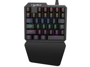 Mechanical Gaming Keyboard One Handed Keyboard 35 keys Anti-ghosting Keyboard Portable Wired Game Blue Switch Keypad with 7 Color Led Backlit for Windows PC Laptop Computer