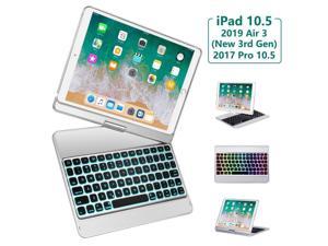 iPad Pro 10.5 Keyboard Case Fit iPad Pro 10.5 inch 2017 / iPad Air 3rd Gen 10.5 inch 2019-360 Rotate Wireless 7 Colors Backlit Auto Wake Sleep Ultra-Thin iPad 10.5 Case with Keyboard