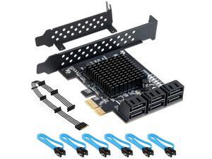 PCIe SATA Card 6 Port with 6 SATA Cables and a SATA Power Splitter Cable, 6 Gb/s PCIe SATA Controller Expression Card with Low Profile Bracket, Boot as System Disk Support 6 SATA 3.0 Devices PCIe SATA Card 6 Port with 6 SATA Cables and a SATA Power Splitter Cable, 6 Gb/s PCIe SATA Controller Expression Card with Low Profile Bracket, Boot as System Disk Support 6 SATA 3.0 Devices