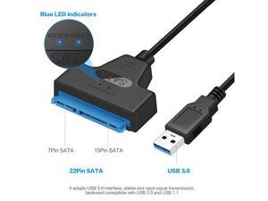 Super Speed USB 3.0 to SATA 22 Pin 15+7 Pin 2.5" Hard Disk Driver SSD SATA III Adapter Data Power Cable with Blue LED Indicators Super Speed USB 3.0 to SATA 22 Pin 15+7 Pin 2.5" Hard Disk Driver SSD SATA III Adapter Data Power Cable with Blue LED Indicators