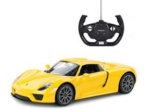 Porsche 918 spyder. Scale 1:14. Radio controlled car for children age from 7 years old. Made by Rastar, Official licensed car. Porsche 918 spyder. Scale 1:14. Radio controlled car for children age from 7 years old. Made by Rastar, Official licensed car.