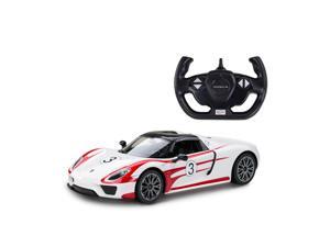 Porsche 918 Spyder Performance. Scale 1:14. Radio controlled car for children age from 7 years old. Made by Rastar, Official licensed car. Porsche 918 Spyder Performance. Scale 1:14. Radio controlled car for children age from 7 years old. Made by Rastar, Official licensed car.