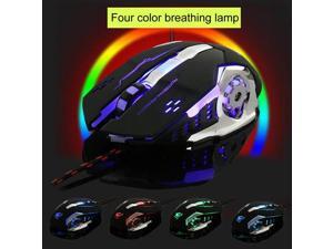 Wired LED Light 4000DPI Optical USB Ergonomic Pro Gamer Gaming Mouse Metal Plate Game Pro Gamer Computer Mice,bla,