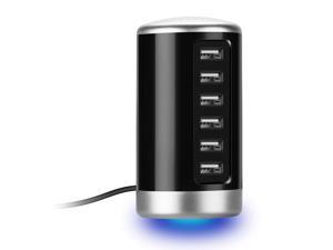 USB Charger, Universal 6-Port Desktop USB Hub/Charging Station Tower with Smart Identification Technology for Apple iOS, Andro USB Charger, Universal 6-Port Desktop USB Hub/Charging Station Tower with Smart Identification Technology for Apple iOS, Andro