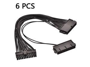 6PC ATX 30cm 24 Pin Dual PSU Power Supply Extension Cable Synchronous Cord For Computer Cable Connector For Mining 24Pin 20+4pin