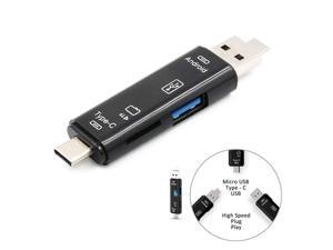 USlingbi 5-in-1 Multifunctional USB 3.1 Card Reader Portable Durable Card Reader Whit USB-A,Micro USB,Type-C Port TF,SD Card Reader with OTG for Smart Phone Random Color