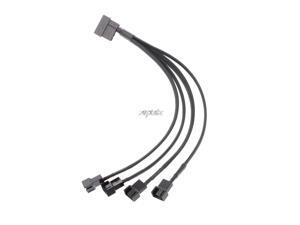 1 To 4 Way Y-Splitter Sleeved 4-Pin Molex Male To 4x 3-Pin/4-Pin PWM Male Connector Fan Extension Adapter Cable 1 To 4 Way Y-Splitter Sleeved 4-Pin Molex Male To 4x 3-Pin/4-Pin PWM Male Connector Fan Extension Adapter Cable