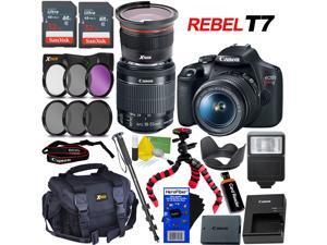 Canon DSLR Camera EOS Rebel T7 Bundle with EF-S 18-55mm IS II Zoom Lens + 2pck 32GB SDHC Class 10 Memory Card + Fisheye Lens + 6pcs Filter Set + Slave Flash + Deluxe Accessory Kit w/HeroFiber Canon DSLR Camera EOS Rebel T7 Bundle with EF-S 18-55mm IS II Zoom Lens + 2pck 32GB SDHC Class 10 Memory Card + Fisheye Lens + 6pcs Filter Set + Slave Flash + Deluxe Accessory Kit w/HeroFiber