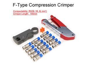 Coaxial Cable Manual Crimping Tool Set Kit For F-Type Connector RG58 RG59 RG6 Coax Cable Crimper With Compression Connectors Coaxial Cable Manual Crimping Tool Set Kit For F-Type Connector RG58 RG59 RG6 Coax Cable Crimper With Compression Connectors