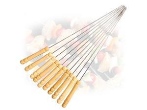 10pcs/Set BBQ Meat Sticks Stainless Steel Barbecue Skewers Wooden Handles Reusable Grilling For Outdoor Camping Picnic 10pcs/Set BBQ Meat Sticks Stainless Steel Barbecue Skewers Wooden Handles Reusable Grilling For Outdoor Camping Picnic
