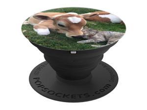 Cow and Kitty Snuggling PopSockets Grip and Stand for Phones and Tablets
