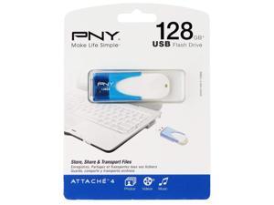 PNY - Attaché 4 128GB USB 2.0 Flash Drive - Blue/White PNY - Attaché 4 128GB USB 2.0 Flash Drive - Blue/White