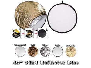 42" 107cm 5 in 1 Photo Round Studio Collapsible Reflector Light Diffuser Kit Set