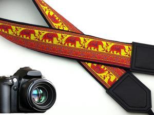 Bright Yellow DSLR//SLR Camera Strap with Paisley Motives Light Weight and Well Padded Camera Strap Durable Lucky Elephants Camera Strap Code 00167 Ethnic Camera Strap