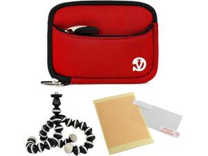 Plus Screen Protector and Mini Tripod Stand M550 Red Mini Digital Cameras M381 C140 M575 M590 M530 VanGoddy Mini Glove Sleeve Pouch Case for Kodak EasyShare M340 M341 Touch M380