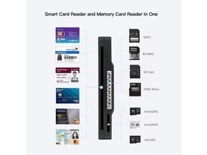 VOASTEK USB CAC Smart Card Reader with Built-in 3 Slots SD/Micro SD Card Reader Compatible with Windows XP/Vista/ 7/8/10, Mac OS X