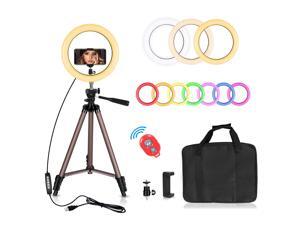 Emart 10-inch 10 Colors & 10 Brightness Levels RGB Selfie Ring Light with Adjustable Tripod Stand & Cell Phone Holder, Dimmable LED O Ring Light for Live Stream, YouTube Video, Makeup Emart 10-inch 10 Colors & 10 Brightness Levels RGB Selfie Ring Light with Adjustable Tripod Stand & Cell Phone Holder, Dimmable LED O Ring Light for Live Stream, YouTube Video, Makeup