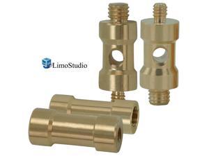 LimoStudio Two Small Male to Male 1/4" to 3/8" Threaded Adapter with Two Small Female to Female 1/4" to 3/8" Adaptor Extension for Video Lights and Stands with 1/4" and 3/8" Threads, AGG2492