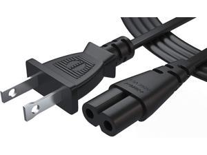 TV Power Cord 6 Ft Cable for Samsung LG TCL Sony Roku: 2 Prong AC Wall Plug 2-Slot LED LCD Insignia Sharp Toshiba JVC Hisense UN65KS8000FXZA UN40J5200AFXZA 43UH6100 Black