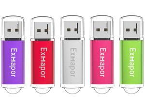 5 Pack 8GB USB Flash Drive Memory Stick with Cap LED Indicator Pen Drive(5 Multi Colors: Purple Red Silver Pink Green)