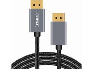 KUYIA DisplayPort Cable to DisplayPort Cable, 7 Feet Nylong Braided DP Cable 4K HD High Speed Display Cable for Gaming PC, Gaming Monitor, Laptop, TV - Gold-Plated Connector, Aluminum Alloy Shell