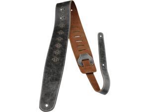 perri's oil leather guitar strap with contrast stitching