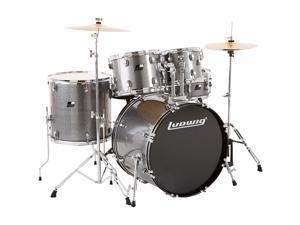 Ludwig Backbeat Complete 5-Piece Drum Set with Hardware and Cymbals Metallic Silver Sparkle Ludwig Backbeat Complete 5-Piece Drum Set with Hardware and Cymbals Metallic Silver Sparkle