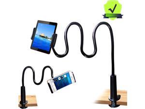 Tablet Stand Holder Mount Holder Clip with Grip Flexible Long Arm Gooseneck Compatible with iPad iPhone Nintendo Switch Samsung Galaxy Tabs Amazon Kindle Fire HD