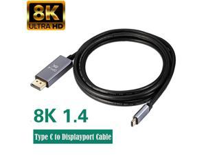 Usb C To Displayport 1 4 Cable 8k 30hz 4k 144hz Usb 3 1 Type C Thunderbolt 3 To Dp Cable For Macbook 17 Dellxps 15 Disply Xdr Galaxy 6 Feet Newegg Com