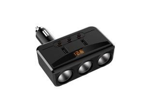 3 Sockets DC 12V/24V Cigarette Lighter Splitter, 3.1ADual USB Car Charger Adapter Voltmeter 3 Sockets DC 12V/24V Cigarette Lighter Splitter, 3.1ADual USB Car Charger Adapter Voltmeter