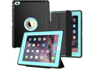 iPad 2/3/4 Case with Smart Cover, Three Layer Drop Protection Rugged Protective Heavy Duty iPad Case with Magnetic Smart Auto Wake/Sleep Cover Compatible with Apple iPad 2/3/4-Black/Light