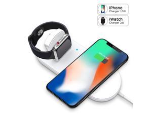 WERLEO Wireless Charger for Apple Watch 2in1 Charging Pad Stand Compatible with for Apple iPhone Xs XS Max XR X 8 Plus Apple Watch Series 3 2 1