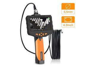 WERLEO Professional Endoscope with Upgrade 4.3 inch Screen 720P HD Industrial Borescope with 5.5mm Inspection Camera Waterproof Semi-Rigid Cable 6 LED 2600mAh Battery