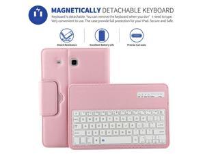 Detachable Keyboard Case for Samsung Galaxy Tab E SM-T560 9.6 Tablet Slim Leather Magnetic Removable Wireless Bluetooth Keyboard Smart Cover Protective Stand Book Folio Multiple Angle