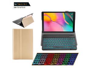 Samsung Galaxy Tab A 10.1 2019 Keyboard Case with 7 Color Backlights Ultra Thin PU Leather Slim Folio Stand Cover Removable Wireless Bluetooth Backlit Keyboard Case for Galaxy Tab A 10.1 SM-T510 T515 Samsung Galaxy Tab A 10.1 2019 Keyboard Case with 7 Color Backlights Ultra Thin PU Leather Slim Folio Stand Cover Removable Wireless Bluetooth Backlit Keyboard Case for Galaxy Tab A 10.1 SM-T510 T515