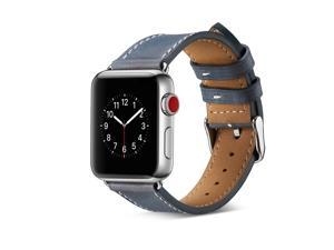 Werleo Compatible Apple Watch Band 42mm 44mm Genuine Leather Replacement for iwatch Strap Compatible with Apple Watch Series 4 44mm Series 3 Series 2 Series 1 42mm Sport Edition