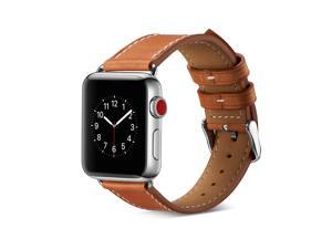 Werleo Compatible Apple Watch Band 42mm 44mm Genuine Leather Replacement for iwatch Strap Compatible with Apple Watch Series 4 44mm Series 3 Series 2 Series 1 42mm Sport Edition