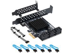 WERLEO PCIe SATA Card 6 Port with 6 SATA Cables and a SATA Power Splitter Cable, 6 Gb/s PCIe SATA Controller Expression Card with Low Profile Bracket, Boot as System Disk Support 6 SATA 3.0 Devices WERLEO PCIe SATA Card 6 Port with 6 SATA Cables and a SATA Power Splitter Cable, 6 Gb/s PCIe SATA Controller Expression Card with Low Profile Bracket, Boot as System Disk Support 6 SATA 3.0 Devices