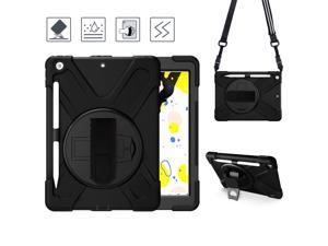 New iPad 10.2 Case 2019 iPad 7th Generation Case Cover with Pencil Holder / Rotatable Stand / Hand Strap and Shoulder Belt Shockproof Case for iPad 10.2 inch 2019 Tablet A2197 A2198 A2200