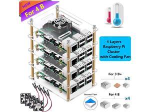 Raspberry Pi 4 B Cluster Case Raspberry Pi 4 Case with Cooling Fan and Raspberry Pi 4 Heatsink for Raspberry Pi 4 Model B 3 B+ Pi 3 B Pi 2 B Pi B+ - 4-Layers Raspberry Pi 4 B Cluster Case Raspberry Pi 4 Case with Cooling Fan and Raspberry Pi 4 Heatsink for Raspberry Pi 4 Model B 3 B+ Pi 3 B Pi 2 B Pi B+ - 4-Layers