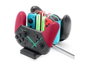 Controller Charger Dock for Nintendo Switch 6 in 1 Charging Station for Nintendo Switch JoyCon Controllers and Pro Controllers Black