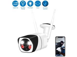 Wireless Security Camera Outdoor Werleo 1080P WiFi Home Camera with Floodlight and Siren Alarm Two Way Audio Security Camera with Smart Human Detection Color Night Vision for Home Shop Factory
