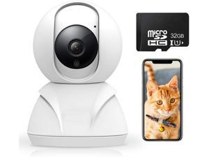 Wireless Security Camera 1080P HD Indoor WiFi Home Cameras with 32GB MicroSD Card Pan Tilt Zoom Baby Pet Monitor with two Way Audio Night Vision Motion Detection
