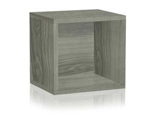 Way Basics 12.6"H x 13.4"W Stackable Connect Open Cube Modular Modern Eco Storage System, Grey - Lifetime Guarantee