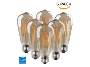 Viribright Dimmable LED Edison Bulb, (5W) 40 Watt Equivalent Light Bulb, Soft White 2700K, LED Vintage Light Bulb, ST19 Bulb w/ E26 Medium Screw Case, Energy Star & UL Listed, 410 Lumens - 6 Pack