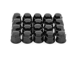17mm Black Lug Nut Covers 20pc Set for Auto Car Wheel Rim Tire Bolt Center Caps