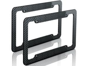 Plastic Carbon Fiber Style License Plate Frames For Front Rear Bracket Set of 2