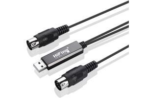 HiFing USB IN-OUT MIDI Cable One In One Out Interface 5 Pin Line Converter PC to Music Keyboard Adapter Cord Black HiFing USB IN-OUT MIDI Cable One In One Out Interface 5 Pin Line Converter PC to Music Keyboard Adapter Cord Black